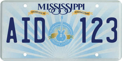 MS license plate AID123