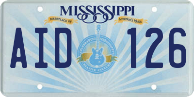 MS license plate AID126