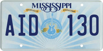 MS license plate AID130