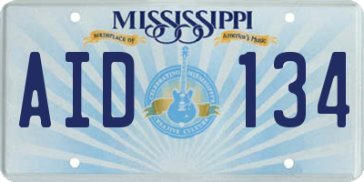 MS license plate AID134