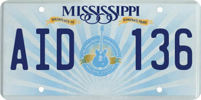 MS license plate AID136