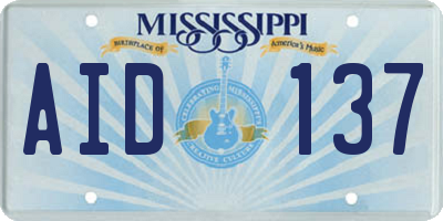 MS license plate AID137