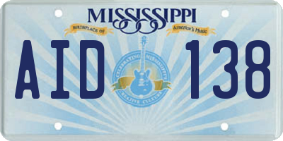 MS license plate AID138
