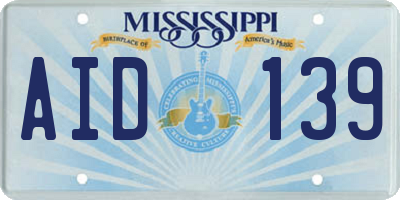 MS license plate AID139