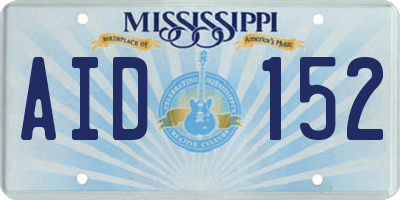 MS license plate AID152