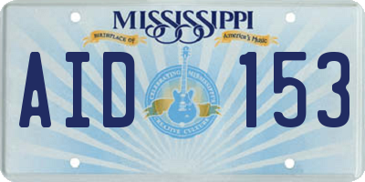 MS license plate AID153