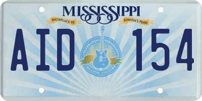MS license plate AID154