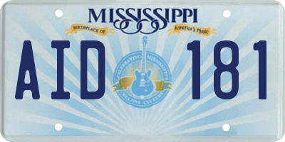 MS license plate AID181