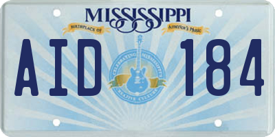 MS license plate AID184