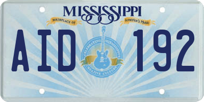 MS license plate AID192