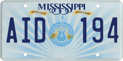 MS license plate AID194
