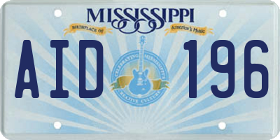 MS license plate AID196