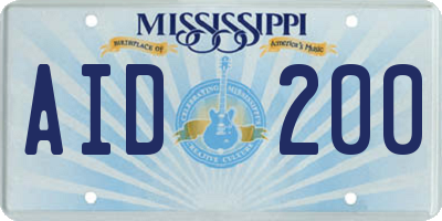 MS license plate AID200