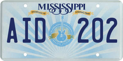 MS license plate AID202
