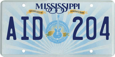 MS license plate AID204