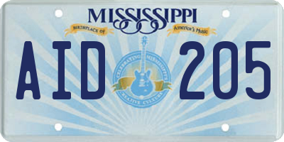 MS license plate AID205