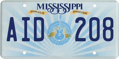 MS license plate AID208