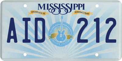 MS license plate AID212