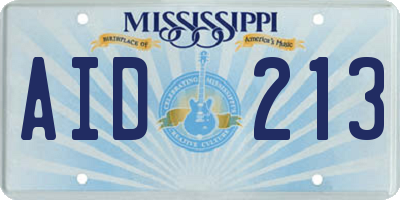 MS license plate AID213