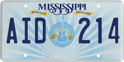 MS license plate AID214
