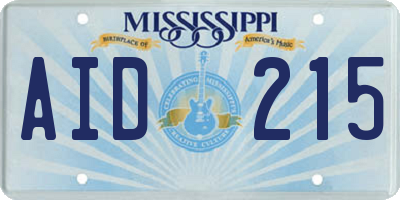 MS license plate AID215