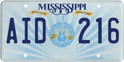 MS license plate AID216