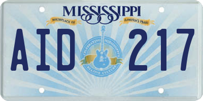 MS license plate AID217