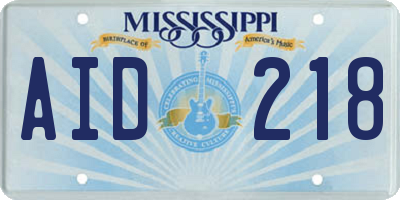 MS license plate AID218