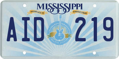 MS license plate AID219