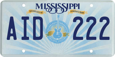 MS license plate AID222