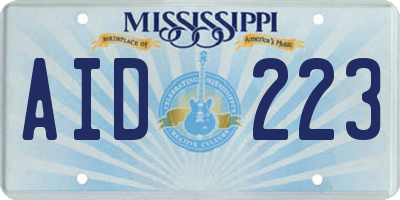 MS license plate AID223