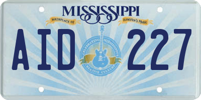 MS license plate AID227