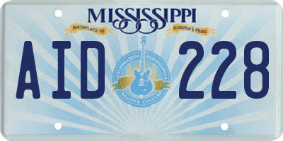 MS license plate AID228