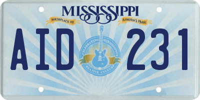 MS license plate AID231