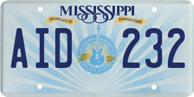 MS license plate AID232