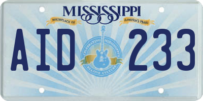 MS license plate AID233