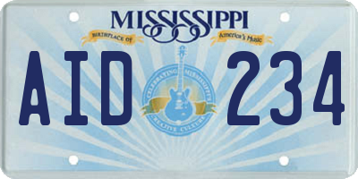 MS license plate AID234