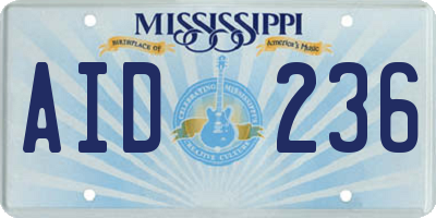 MS license plate AID236