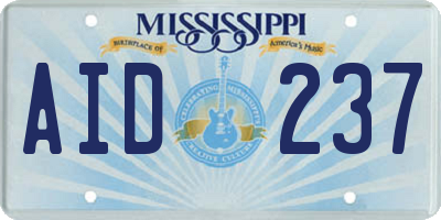 MS license plate AID237