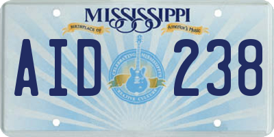 MS license plate AID238