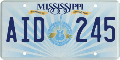 MS license plate AID245