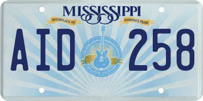 MS license plate AID258