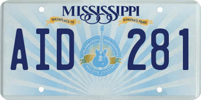 MS license plate AID281