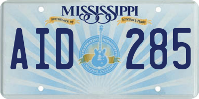 MS license plate AID285