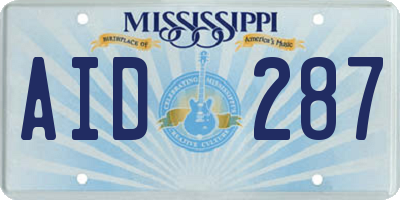MS license plate AID287