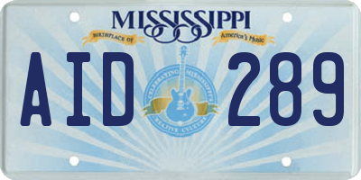 MS license plate AID289