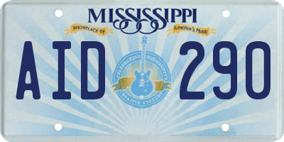 MS license plate AID290
