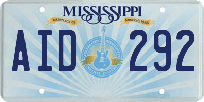 MS license plate AID292