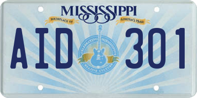 MS license plate AID301