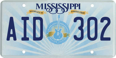 MS license plate AID302